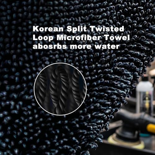24"x36" Twisted-Loop Car Drying Towel, 1300GSM, Microfiber Towels for Cars, Zero Scratch, Streak Free, Ultra Absorbent, Lint Free, Car Detailing Kit for Car, Truck, SUV - One Pass Technology