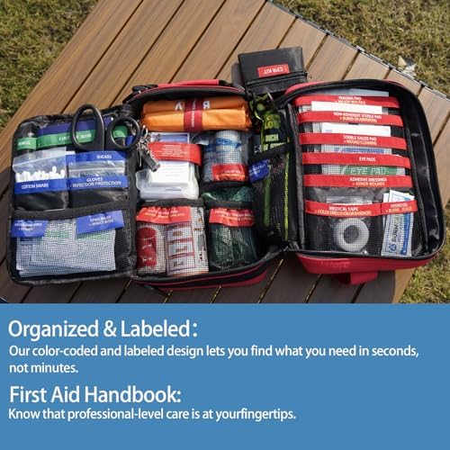 Comprehensive First Aid Kits- Advanced Trauma Kits with Labeled Compartments, Large Emergencies Medical Kits for Car, Home, Camping and Outdoor Emergencies -324Piece Set