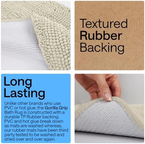 Bath Rug Mat for Bathroom, Thick Chenille, 24x17 Dusty Cloud