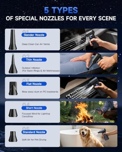 Compressed Air Duster, 160,000 RPM Brushless Cordless Blower, 4 Speed LED Rechargeable Mini Air Duster Remover for PC, Keyboard, Car, Household & Outdoor Use