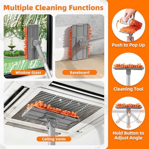 Ceiling Fan Cleaner Duster with 6 Ft/77'' Extension Pole, Multi-Functional