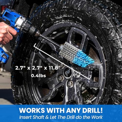 Long Reach Wheel Brush for Drill, Car Detailing Attachment