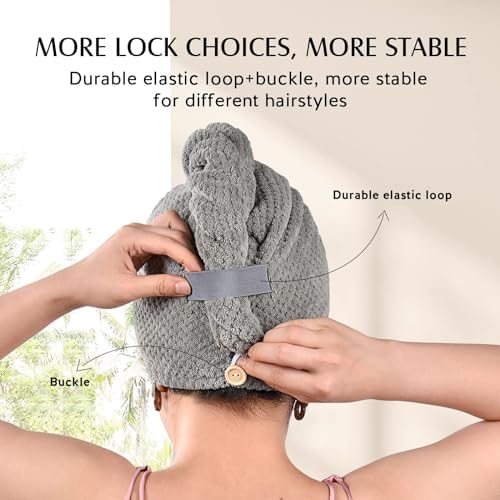3 Pack Large Microfiber Hair Towel Wrap for Women Long Hair, 30 x 10"