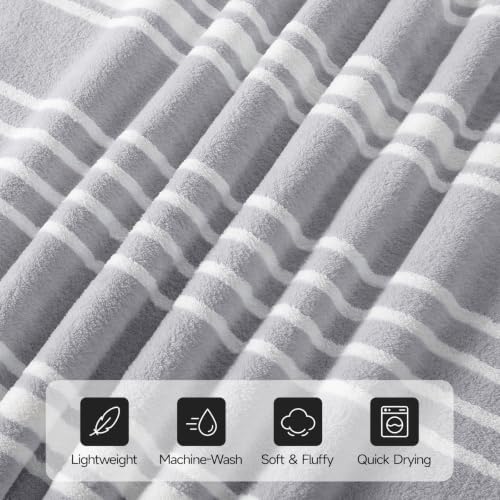 Microfiber Bath Towels 2‑Pack, Super Soft - Striped Grey
