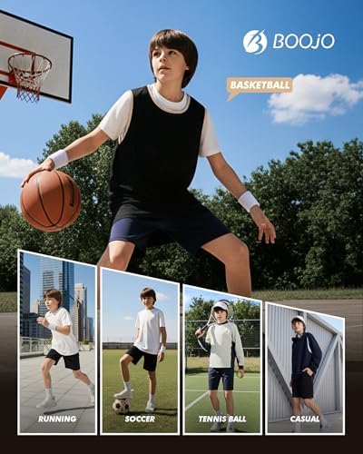 5 Pack Athletic Basketball Boys Shorts - Black Quick Dry Kids Youth Shorts