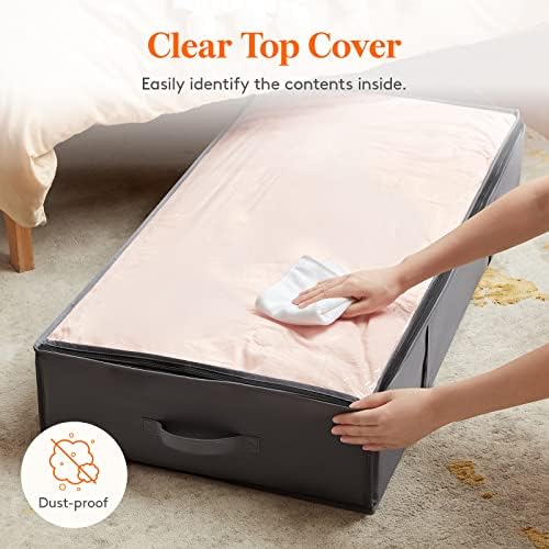 95L 4 Pack Under Bed Storage Container, Blanket Organizer, Gray