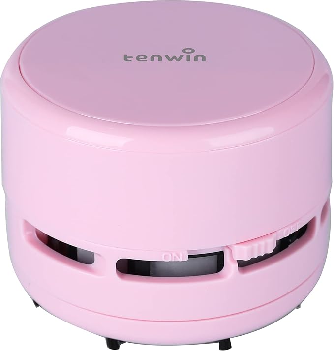 tenwin Mini Vacuum Cleaner, Portable Desktop Vacuum Cordless, Handheld Dust Sweeper Battery Operated, Low Noise and Strong Suction for Home/Office/School/Car/Keyboard(Battery not Include)