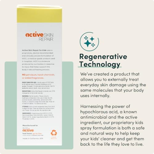 Active Skin Repair Kids First Aid Spray, Medical Grade Hypochlorous, 3 oz