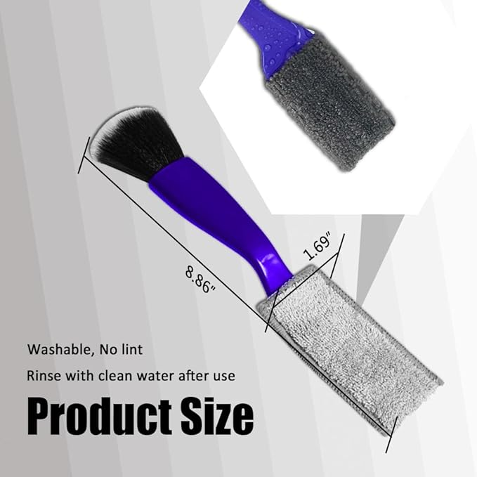Double Head Brush for Car Clean, Cleaning Brush, Soft Car Detailing Brush, Universal Car Air Vent Cleaner Car Interior Accessories Fit for Cleaning Panels, Air Vent, Leather, Computer (Blue)