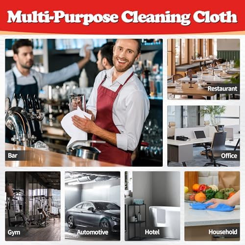 Shop Towels, Microfiber Cleaning Cloth Bulk, 200 Pack Microfiber Towels for Cars, All-Purpose Absorbent Cleaning Rags, Dust Cloth for Automotive, Mechanic, Garage, Bar, 11.5 x 11.5 inch