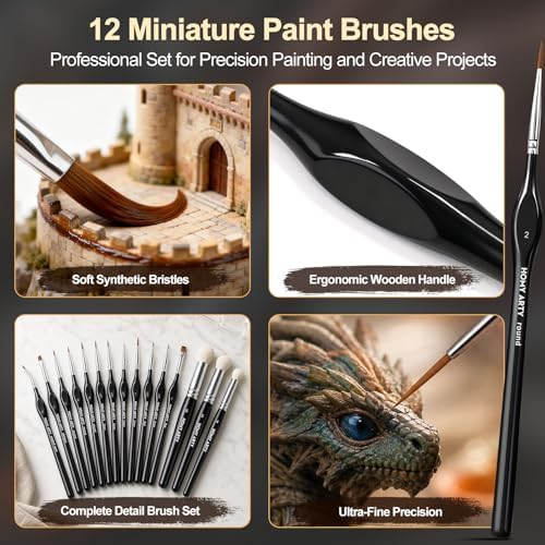 Miniature Paint Brushes Drybrush, 15 PCS Detail Paint Brush Set