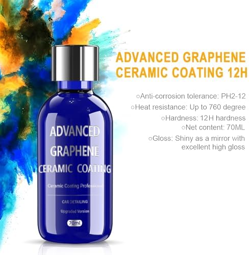 Advanced Graphene Ceramic Coating for Cars(70ML),12H Graphene Coating for Auto Car Detailing,10+ Years of Long Lasting Car Protection,Gloss Hydrophobicty Anti Scratch