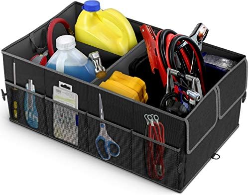 Foldable Car Trunk Organizer for SUV, 3-Compartment, Black