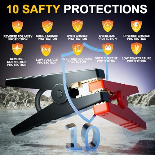 6000A Jump Starter with Air Compressor, 10-in-1 Car Jumper Starter Portable, 150PSI Tire Inflator/Air Pump, LED Flashlight for Up to 10.0L Gas / 8.0L Diesel Engines