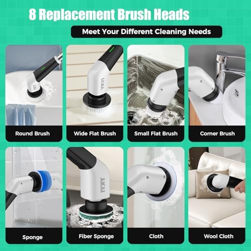 Electric Spin Scrubber, Cordless Power Cleaning Brush with Long Handle