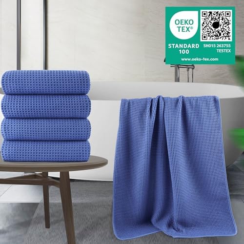 430 GSM Poly Blend Microfiber Quick Dry Waffle Bath Towel, 30x60 in