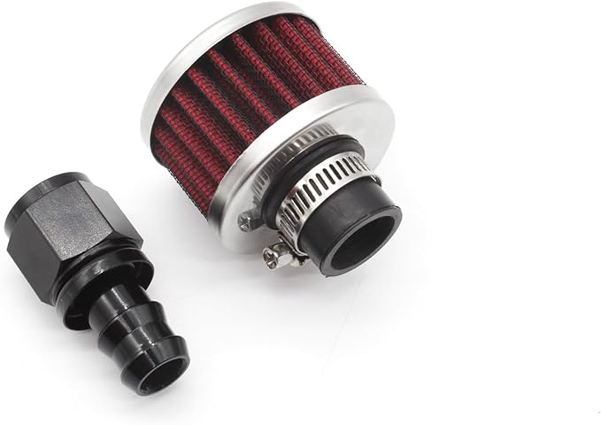 12mm Fuel Cell Breather/Vent -6 AN Female Fitting with Air Filter Rebuild Kit
