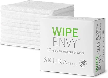 Skura Style Wipe Envy Microfiber Cleaning Cloth, Reusable, White, 10 Count