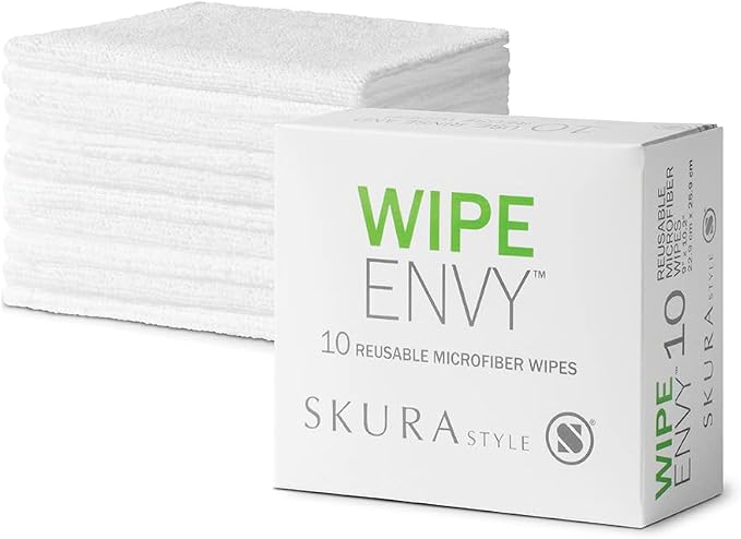 Skura Style Wipe Envy Microfiber Cleaning Cloth, Reusable, White, 10 Count