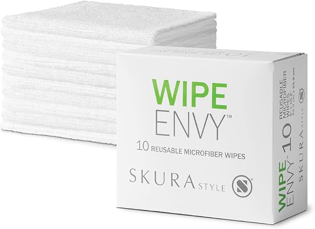 Skura Style Wipe Envy Microfiber Cleaning Cloth, Reusable, White, 10 Count