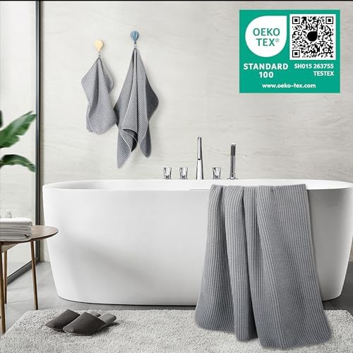 430 GSM Poly Blend Microfiber Quick Dry Waffle Bath Towel Set of 6