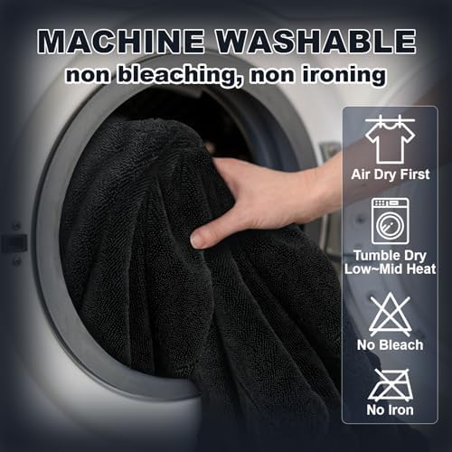 2-Pack Car Drying Towel (28" x 36"),1500 GSM Double Sided Microfiber Towels