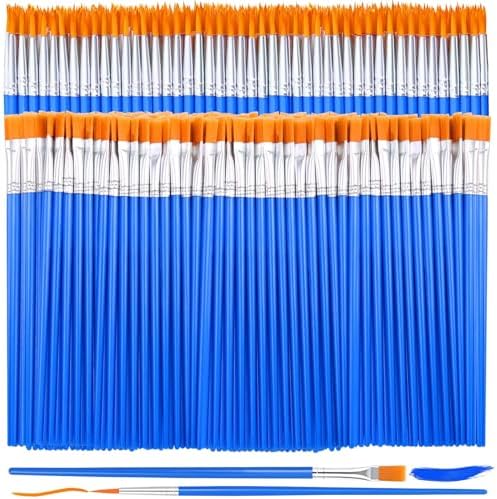 240 Pcs Mini Paint Brushes Bulk, Flat and Fine Tip Small Paint Brushes