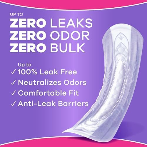 Discreet Adult Incontinence Pads for Women, Drier, 5 Drop Long Length, Heavy Absorbency, Pads for Bladder Control Management, Bladder Leaks, & Postpartum Pads, 64ct