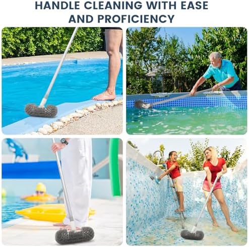 Deck Brush with 51" Long Handle 360° Cylindrical Scrub Cleaner Tool for Cleaning Boat Pool Bathroom Ground 120° Swivel Floor Scrubber for Tile Grout Patio Tub Spa Adjustable Pole