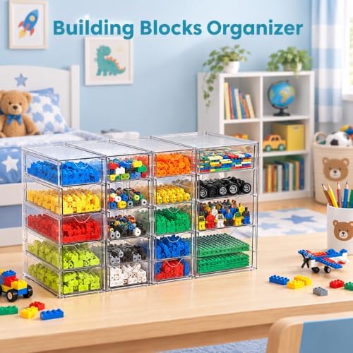 4 Set Acrylic Desk Organizer with 16 Drawers for Office, Makeup