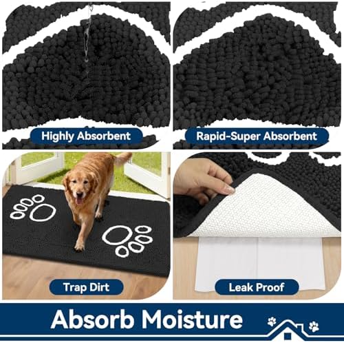 Super Absorbent Dog Door Mat, 48"*30" Anti Slip Mat for Muddy Paws