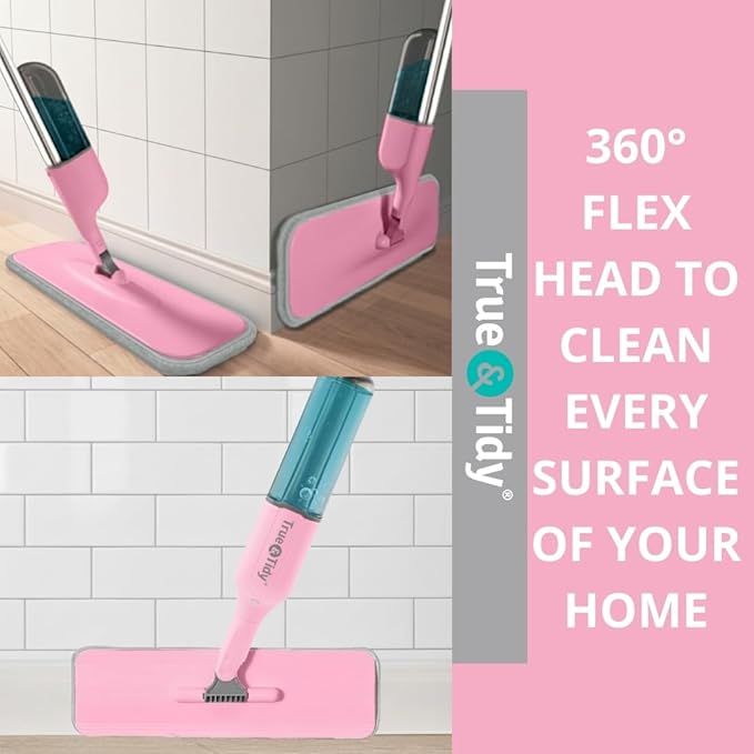 Heavy Duty Spray Mop for Floor Cleaning, Refillable Water Bottle, Use Any Cleaning Solution, Machine Washable Mop Pads, 360° Swivel Head