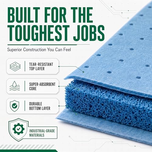 Water Absorbent Pads, Reusable Pads, 17.5"x13.5", 50 Count