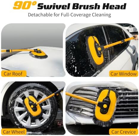 15° Curved Car Wash Brush with Long Handle, Car Wash Mop Kit