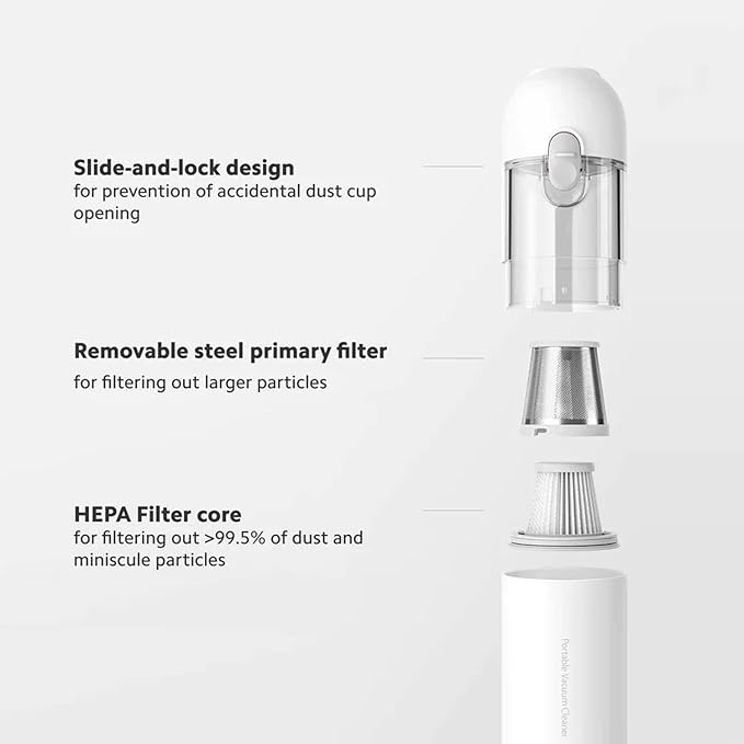 XIAOMI Handheld Vacuum 13,000Pa, Powerful Brushless Motor Cordless Car Vacuum Cleaner, Ultra Lightweight Portable Mini Hand Vacuum Rechargeable with Type-C Cable for Car/Home/Pet Hair