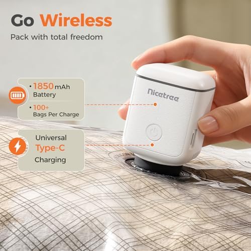 18-Pack Travel Vacuum Bags with Rechargeable Cordless Pump