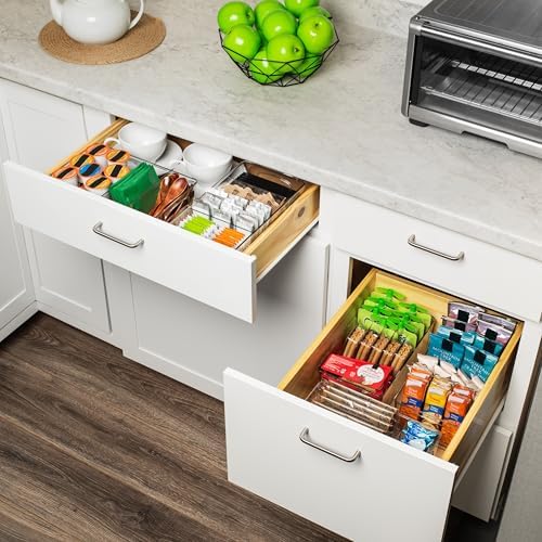 Pantry Organizer Storage Bin with Divider & Lid, 2 Pack