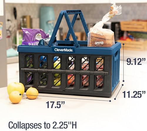 Collapsible Shopping Baskets With Handles, 24L 3 Pack, Ocean