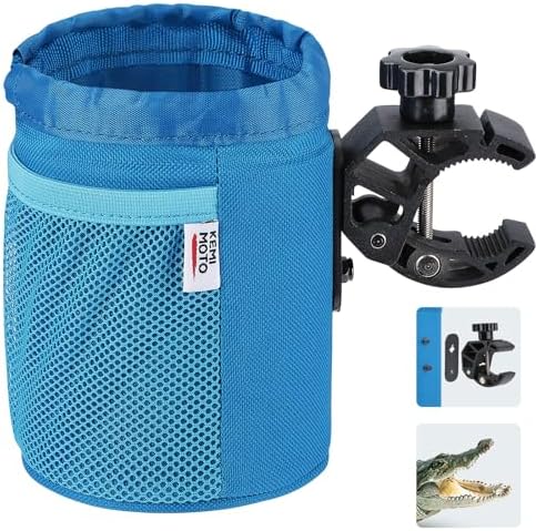 Motorcycle Cup Holder, Oxford Fabric Motorcycle Drink Holder with 0.6"-1.5" Alligator Clamp, Universal Water Bottle Cup Accessories for Bike, ATV/UTV, Scooter, Boat, Walker, Blue