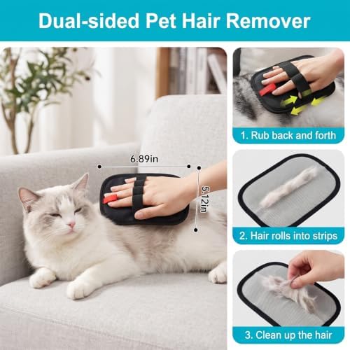 4 in 1 Carpet Rake for Pet Hair Removal, Pet Hair Remover Tool with Metal Scraper & Silicone Brush,54'' Adjustable Handle, 4 PCS Carpet Scraper Set, Dog Cat Hair Remover for Sofa, Couch, Car, Rug