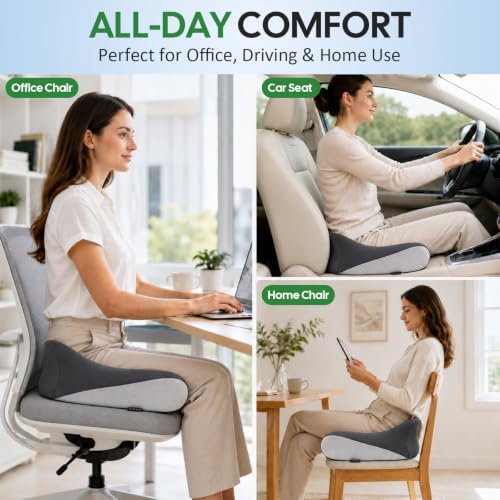 Memory Foam Seat Cushion for Office Chair & Car, Ergonomic U-Cutout