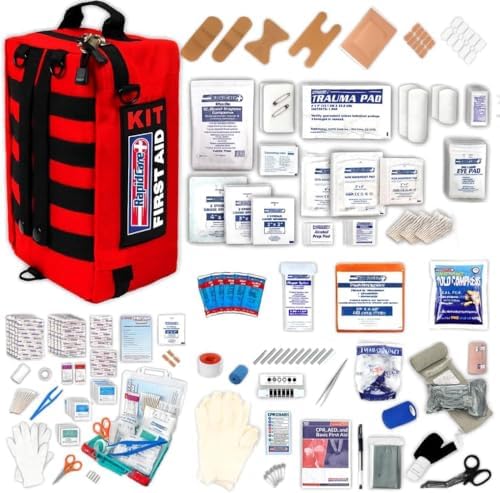 First Aid Kit – 300+ Piece Emergency Medical Kit with Bonus 95-Piece Travel Pack – Outdoor, Workplace, and Home Use – Color Coded & Labeled for Quick Access