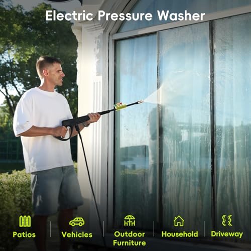 2026 Upgraded Pressure Washer, Portable Power Washer, 4 Quick-Connect Nozzles, High Pressure Cleaner for Car Washing, Driveway, Patio, Deck, Bright Green