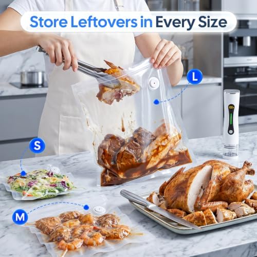 Reusable Vacuum Sealer Bags for Food, 30 Pack, S+M+L