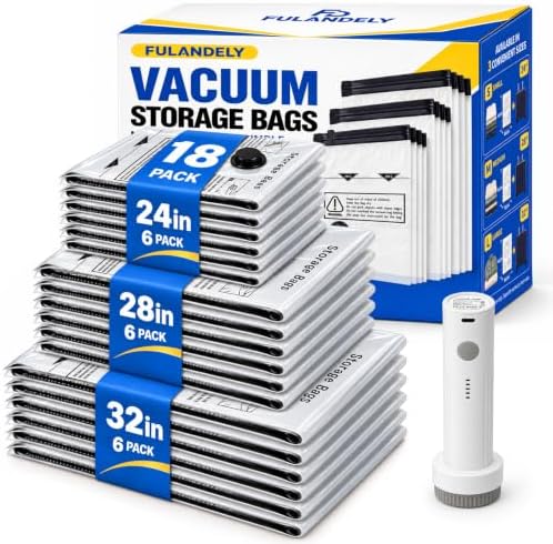 Vacuum Storage Bags, 18 Pack with Pump for Clothing and Travel