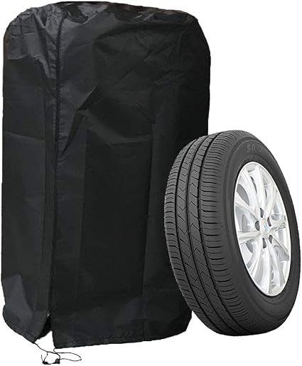 J&C Tire Cover Black 420D Tire Storage Bag Waterproof Spare Tire Bag Tote Protective Cover Seasonal Tire Cover (28x43in)