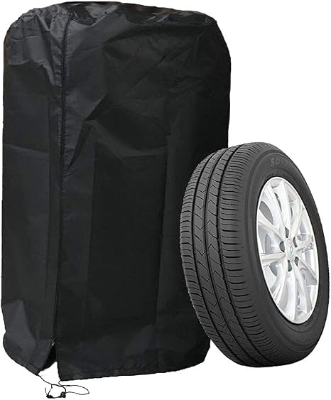 J&C Tire Cover Black 420D Tire Storage Bag Waterproof Spare Tire Bag Tote Protective Cover Seasonal Tire Cover (28x43in)