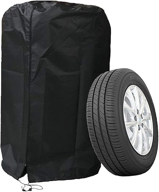 J&C Tire Cover Black 420D Tire Storage Bag Waterproof Spare Tire Bag Tote Protective Cover Seasonal Tire Cover (28x43in)