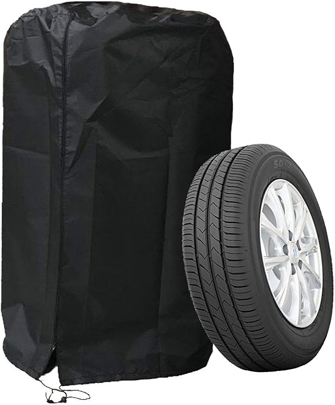 J&C Tire Cover Black 420D Tire Storage Bag Waterproof Spare Tire Bag Tote Protective Cover Seasonal Tire Cover (28x43in)