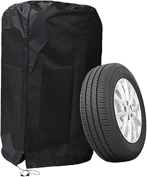 J&C Tire Cover Black 420D Tire Storage Bag Waterproof Spare Tire Bag Tote Protective Cover Seasonal Tire Cover (28x43in)